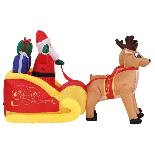 VenCore 8979-10005 - Santa Claus With Sleigh and Reindeers 1.8m - Χριστουγεννιάτικη Φιγούρα Φουσκωτή Αγιου Βασίλη με Σκύλο και Δεντρο Εξωτερικού Χώρου 1.8m Ύψος - Αυτόματο Φούσκωμα - Φωτιζόμενη