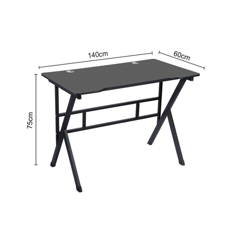 VenCore 2730-10002 - Gaming Desk 140x60x75cm Black - Μοντέρνο Γραφείο Gaming VenCore Μοριοσανίδας Carbon Fiber με Μεταλλικά Πόδια Μαύρο Μ140 x Π60 x Υ75cm