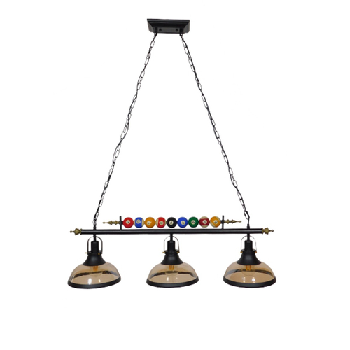 VenCore Billiardo III 6089-10042 - Φωτιστικό Οροφής Τρίφωτο Κρεμαστό Μαύρο Μεταλλικό και Μελί Γυαλί - Vintage Σχέδιο με Βάση-Ντουί 3xE27 - Μ95 x Π25 x Υ30cm