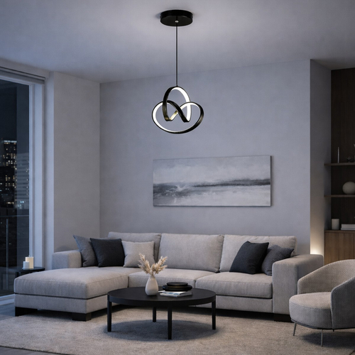 VenCore Loop White 6089-20007 - Μοντέρνο Κρεμαστό Φωτιστικό Οροφής LED 18W Λευκό Αλουμίνιο με Ρυθμιζόμενο CCT Λευκό - Ημέρας - Θερμό - Χειρισμός CCT μέσω Διακόπτη On-Off - Φ25 x Υ32cm