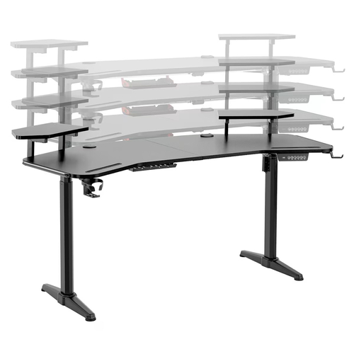 VenCore 2730-10005 - Gaming Desk Adjustable 160x60x72-112cm Black - Μοντέρνο Γραφείο Ρυθμιζόμενου Ύψους με Λειτουργία Μνήμης Gaming VenCore Μοριοσανίδας Carbon Fiber με Μεταλλικά Πόδια Μαύρο Μ160 x Π60 x Υ72-112cm