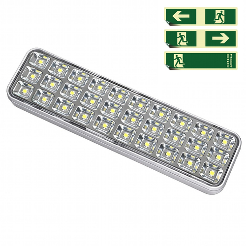VenCore 6094-10003 - Emergency Light with Batteries - Φωτιστικό Ασφαλείας - Σήμανσης EXIT 230 Volt 3 Watt με Μπαταρία 1200 mAh - 3 Διαφορετικά Αυτοκόλλητα Σήμανσης - Ψυχρό Λευκό 6500K