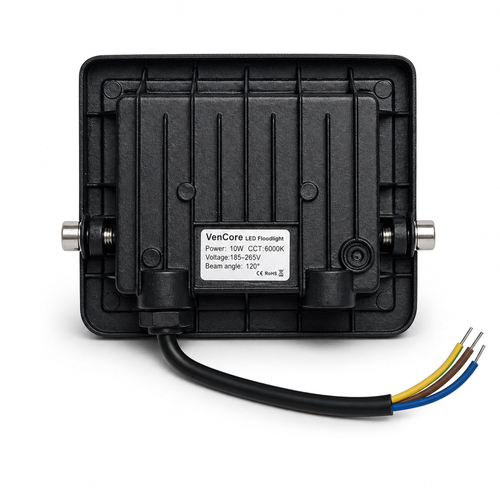VenCore 9010-50001 - Floodlight LED 10W 120° 185-265V CW - Προβολέας LED Slim Series VenCore 120° Μοίρες 10 Watt 185-265 Volt 1100 Lumens - Αδιάβροχος IP66 - Ψυχρό Λευκό 6000K - Μ11.2xΠ9xΥ2.5cm