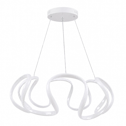 VenCore Nuvia White 7741-20032 - Μοντέρνο Κρεμαστό Φωτιστικό Οροφής LED 45W Λευκό Αλουμίνιο με Ρυθμιζόμενο CCT Λευκό - Ημέρας - Θερμό & Χειριστήριο - Φ48 x Υ18cm