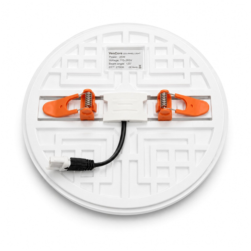 VenCore 6407-50002 - LED PL Round Panel 25W DW Adjust Cutting Hole - LED Πάνελ Στρογγυλό 25 Watt 230 Volt 2500 Lumens με Ρυθμιζόμενο Στήριγμα Κοπής Οπής - Φυσικό Λευκό 4500K - Φ17.5 x Υ2.5cm