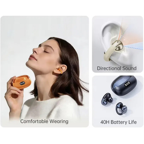 Ασύρματα ακουστικά Bluetooth Open-Ear με θήκη φόρτισης - KMS-E07 - 260076 - Beige