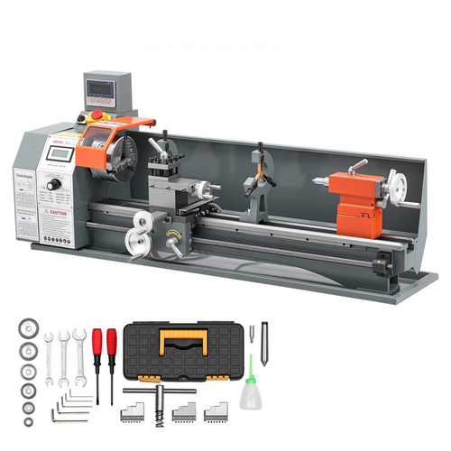 Τόρνος Μεταλλικών VEVOR 254 x 762 mm 1100W Επιτραπέζιος Τόρνος με DRO 2 αξόνων, για Τόρνευση Μετάλλου, Γραμμική Κλίμακα & Ψηφιακή Ένδειξη, Αναστρέψιμη Κατεύθυνση, Μεταβλητή Ταχύτητα 3000 RPM Max, με Μεταλλικά Γρανάζια