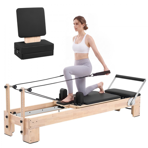 Μηχανή Pilates VEVOR Pilates Reformer 2,4 m Χωρητικότητα 181 kg Rubberwood, για οικιακή χρήση και προπόνηση σε γυμναστήριο, με σανίδα άλματος, ελατήρια, πλαίσιο καθίσματος και ρυθμιζόμενο στήριγμα κεφαλής, για προχωρημένους αρχάριους χρήστες