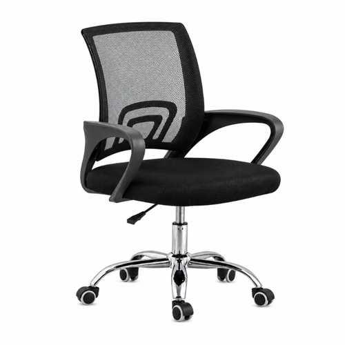 VenCore 2734-10001 - Office Chair Black 60x48x85-95cm - Καρέκλα Γραφείου με Ανάκλιση Ύφασμα Mesh σε Μαύρη Απόχρωση και Μεταλλικά Πόδια Μ60xΠ48xΥ85-95cm