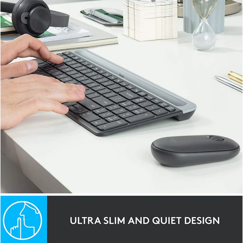 Logitech MK470 - Ασύρματο Σετ Πληκτρολόγιο & Ποντίκι USB - Αγγλικό US - Μαύρο