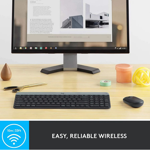 Logitech MK470 - Ασύρματο Σετ Πληκτρολόγιο & Ποντίκι USB - Αγγλικό US - Μαύρο