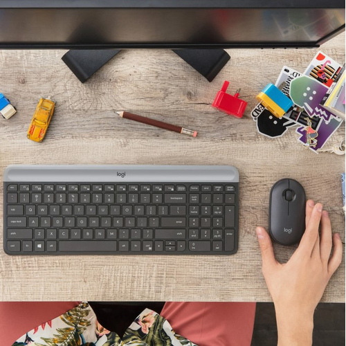 Logitech MK470 - Ασύρματο Σετ Πληκτρολόγιο & Ποντίκι USB - Αγγλικό US - Μαύρο