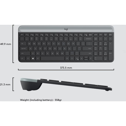 Logitech MK470 - Ασύρματο Σετ Πληκτρολόγιο & Ποντίκι USB - Αγγλικό US - Μαύρο