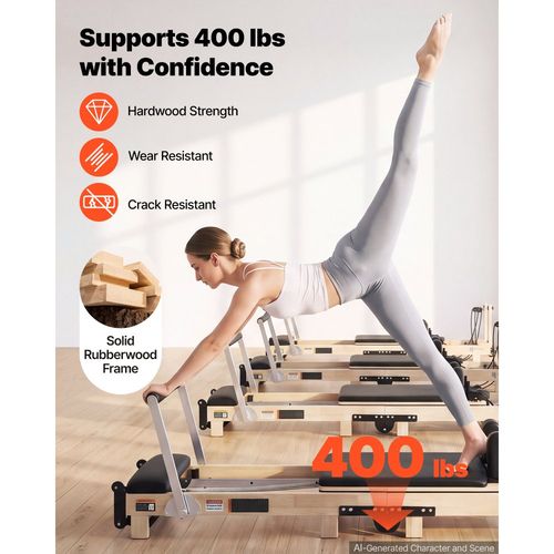 VEVOR Pilates Reformer 2,3 m Πτυσσόμενο μηχάνημα Pilates 181 kg από καουτσούκ, για οικιακή χρήση και προπόνηση στο γυμναστήριο, με σανίδα άλματος, ελατήρια, πλαίσιο καθίσματος και ρυθμιζόμενο στήριγμα κεφαλής, για προχωρημένους αρχάριους χρήστες