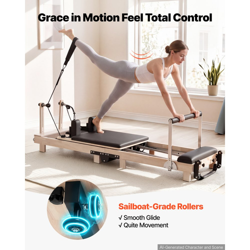 VEVOR Pilates Reformer 2,3 m Πτυσσόμενο μηχάνημα Pilates 181 kg από καουτσούκ, για οικιακή χρήση και προπόνηση στο γυμναστήριο, με σανίδα άλματος, ελατήρια, πλαίσιο καθίσματος και ρυθμιζόμενο στήριγμα κεφαλής, για προχωρημένους αρχάριους χρήστες