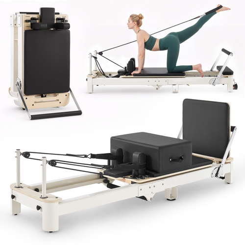 VEVOR Pilates Reformer 2,2μ. Πτυσσόμενο μηχάνημα Pilates 181kg από κράμα αλουμινίου, για οικιακή χρήση και προπόνηση σε γυμναστήριο, με σανίδα άλματος, ελατήρια, πλαίσιο καθίσματος και ρυθμιζόμενο στήριγμα κεφαλής, για προχωρημένους αρχάριους χρήστες