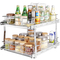 VEVOR 2 Tier 16&quot; W x 21&quot; D Pull Out Organizer Ντουλάπας, Ράφια βαρέως τύπου Slide Out, Συρτάρια από επιχρωμιωμένο ατσάλι, Συρτάρια αποθήκευσης συρταριών για εσωτερικό ντουλάπι κουζίνας, μπάνιο, κάτω από νεροχύτη