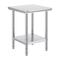 VEVOR Τραπέζι εργασίας 24 x 24 x 32 ίντσες NSF Τραπέζι εργασίας από ανοξείδωτο ατσάλι για επαγγελματική κουζίνα Prep πάγκος εργασίας 60X60X80cm με κάτω ράφι Τραπέζι εργασίας Silvery for Commercial Kitchen Restaurant