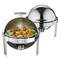 Σετ μπουφέ πιάτων VEVOR Roll Top Chafing, 6 Qt 2 Pack, Chafer από ανοξείδωτο ατσάλι με 2 τηγάνια πλήρους μεγέθους, στρογγυλός θερμαντήρας τροφοδοσίας με καπάκι, βάση καυσίμου για τουλάχιστον 5 άτομα