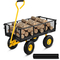 VEVOR Steel Garden Cart, Heavy Duty 500 lbs, με αφαιρούμενες πλευρές πλέγματος για μετατροπή σε επίπεδη επιφάνεια, Utility μεταλλικό βαγόνι με περιστρεφόμενη λαβή 180° και ελαστικά 10 in, ιδανικό για κήπο, αγρόκτημα, αυλή