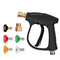 Πιστόλι VEVOR Short Pressure Washer Gun, 4350 PSI High Power Washer Spay Gun, M22-14 Inlet &amp; Outlet Hose Connector αφρό πιστόλι, λαβή πλυσίματος πίεσης από ανοξείδωτο χάλυβα με 5 έγχρωμα ακροφύσια γρήγορης σύνδεσης