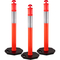 VEVOR Traffic Delineator Posts 44 Inch Height Channelizer Cones Orange PE Delineator Post Kit 10 inch Reflective Band, Portable Delineators Post με βάση από καουτσούκ 16 ιντσών, Delineator Cones Σετ 3