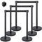 VEVOR Crowd Control Stanchion, Σετ 6 τεμαχίων Stanchion Set, Stanchion Set με 6,6 ft/2 m Μαύρη ανασυρόμενη ζώνη, Μαύρο φράγμα ελέγχου πλήθους με σκυρόδεμα και μεταλλική βάση – Συναρμολόγηση Easy Connect