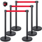 VEVOR Crowd Control Stanchion, Σετ 6 τεμαχίων Stanchion Set, Stanchion Set w/ 6,6 ft/2 m Red Retractable Belt, Black Crowd Control Barrier με λαστιχένια βάση – Συναρμολόγηση Easy Connect για έλεγχο του πλήθους