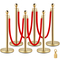 VEVOR Stanchion Post Queue από ανοξείδωτο ατσάλι 6 τεμ. με 4 Red Velvet Ropes, Crowd Control Barriers με / Fillable Base για έλεγχο του πλήθους σε θέατρα, ξενοδοχεία, καζίνο, εκδηλώσεις στο κόκκινο χαλί, εκδοτήρια εισιτηρίων και άλλα, (6 τεμάχια, ασημί)