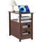 VEVOR Farmhouse End Table Night Stand με θύρες USB και πρίζες καφέ