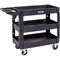 VEVOR Utility Service Cart, 3 Shelf 550LBS Heavy Duty Plastic Rolling Utility Cart με περιστρεφόμενους τροχούς 360° (2 με φρένα), ράφι μεσαίου χείλους, εργονομική λαβή αποθήκευσης για αποθήκη/Γκαράζ/Καθαρισμό
