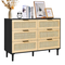 Συρταριέρα VEVOR Rattan Dresser Natural Rattan Closet Dresser 6 Συρτάρια για υπνοδωμάτιο