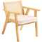 Καρέκλα VEVOR Rattan, Μοντέρνα Καρέκλα Τραπεζαρίας Mid Century με υποβραχιόνιο, Επενδυμένη Καρέκλα με Πλάτη Rattan, Ρετρό Καρέκλα Κουζίνας Rattan Τραπεζαρίας για Σαλόνι, Υπνοδωμάτιο, Αναγνωστήριο και Γραφείο, Μπεζ