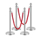 VEVOR 4 τμχ Silver Stanchion Post 2 Red Velvet Ropes Sand Injection Hollow Base