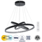 GloboStar® DIAMOND TRIO 61523-DECO Κρεμαστό Φωτιστικό Δαχτυλίδι-Κύκλος LED CCT 100W 11200lm 360° AC 220-240V - Εναλλαγή Φωτισμού μέσω Τηλεχειριστηρίου All In One Ψυχρό 6000k+Φυσικό 4500k+Θερμό 2700k Dimmable Φ25+40+60cm - Μαυρο - 3 Χρόνια Εγγύηση