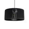 GloboStar® KYCLOS 203-0048 Boho Κρεμαστό Φωτιστικό Καπέλο Μονόφωτο 1 x E27 IP20 Μαύρο Rattan - M40 x Π40 x Υ25.5cm