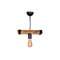 GloboStar® GLISTER 201-0001 Vintage Κρεμαστό Φωτιστικό Ράγα Μονόφωτο 1 x E27 IP20 Μπεζ Ξύλο με Μαύρο Σχοινί - Μ30 x Π10 x Υ60cm