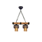 GloboStar® GLORA 201-0008 Vintage Κρεμαστό Φωτιστικό Ράγα Δίφωτο 2 x E27 IP20 Μπεζ Ξύλο με Μαύρο Μέταλλο & Μελί Γυαλί - Μ40 x Π15x Υ65cm