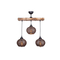 GloboStar® LUMA 201-0012 Vintage Κρεμαστό Φωτιστικό Ράγα Τρίφωτο 3 x E27 IP20 Μπεζ Ξύλο με Καφέ Σχοινί - Μ50 x Π20 x Υ63cm