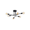 GloboStar® LAMIRA 201-0029 Μοντέρνο Φωτιστικό Οροφής Πλέγμα Πολύφωτο 6 x E27 IP20 Μαύρο Μέταλλο - Μ40 x Π40 x Υ25cm