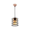 GloboStar® SOLON 201-0060 Μοντέρνο Κρεμαστό Φωτιστικό Πλέγμα Μονόφωτο 1 x E27 IP20 Μπρονζέ με Μαύρο Μέταλλο - Μ20 x Π20 x Υ70cm