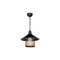 GloboStar® GLORA 201-0090 Vintage Κρεμαστό Φωτιστικό Καμπάνα Μονόφωτο 1 x E27 IP20 Μαύρο Μέταλλο με Μπεζ Σχοινί - Μ30 x Π30 x Υ54cm