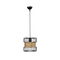 GloboStar® ORB 201-0096 Vintage Κρεμαστό Φωτιστικό Πλέγμα Μονόφωτο 1 x E27 IP20 Μαύρο Μέταλλο με Μπεζ Σχοινί - Μ28 x Π28 x Υ80cm