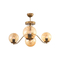 GloboStar® SUNRAY 201-0110 Vintage Κρεμαστό Φωτιστικό Μπάλα Πολύφωτο 4 x E27 IP20 Χρυσό Μέταλλο με Μελί Γυαλί - Μ55 x Π55 x Υ48cm