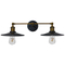 GloboStar® MINIMALL 01069 Vintage Επιτοίχιο Φωτιστικό Απλίκα Δίφωτο 2 x E27 IP20 Μαύρο & Χρυσό Μέταλλο - Μ30 x Π60 x Υ18cm