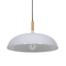 GloboStar® VALLETE 01256 Μοντέρνο Κρεμαστό Φωτιστικό Καμπάνα Μονόφωτο 1 x E27 IP20 Λευκό Μέταλλο με Μπεζ Ξύλο - Μ45 x Π45 x Υ27cm