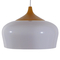 GloboStar® VILI 01260 Μοντέρνο Κρεμαστό Φωτιστικό Καμπάνα Μονόφωτο 1 x E27 IP20 Λευκό Μέταλλο με Μπεζ Ξύλο - Μ35 x Π35 x Υ27cm