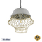GloboStar® DURANT 01324 Μοντέρνο Κρεμαστό Φωτιστικό Πλέγμα Μονόφωτο 1 x E27 IP20 Γκρι Τσιμέντο με Μπεζ Μέταλλο - Μ35 x Π35 x Υ35cm