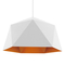 GloboStar® HEXAGON 01378 Μοντέρνο Κρεμαστό Φωτιστικό Οροφής Μονόφωτο Λευκό & Χρυσό Μέταλλο Καμπάνα - Μ46 x Π46 x Y25cm