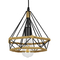 GloboStar® FLUTED 01421 Vintage Κρεμαστό Φωτιστικό Πλέγμα Μονόφωτο 1 x E27 IP20 Μαύρο Μέταλλο με Μπεζ Σχοινί - Μ25 x Π25 x Y24cm